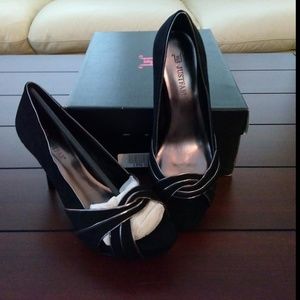 Dressy Black Platform Open Toed Heels